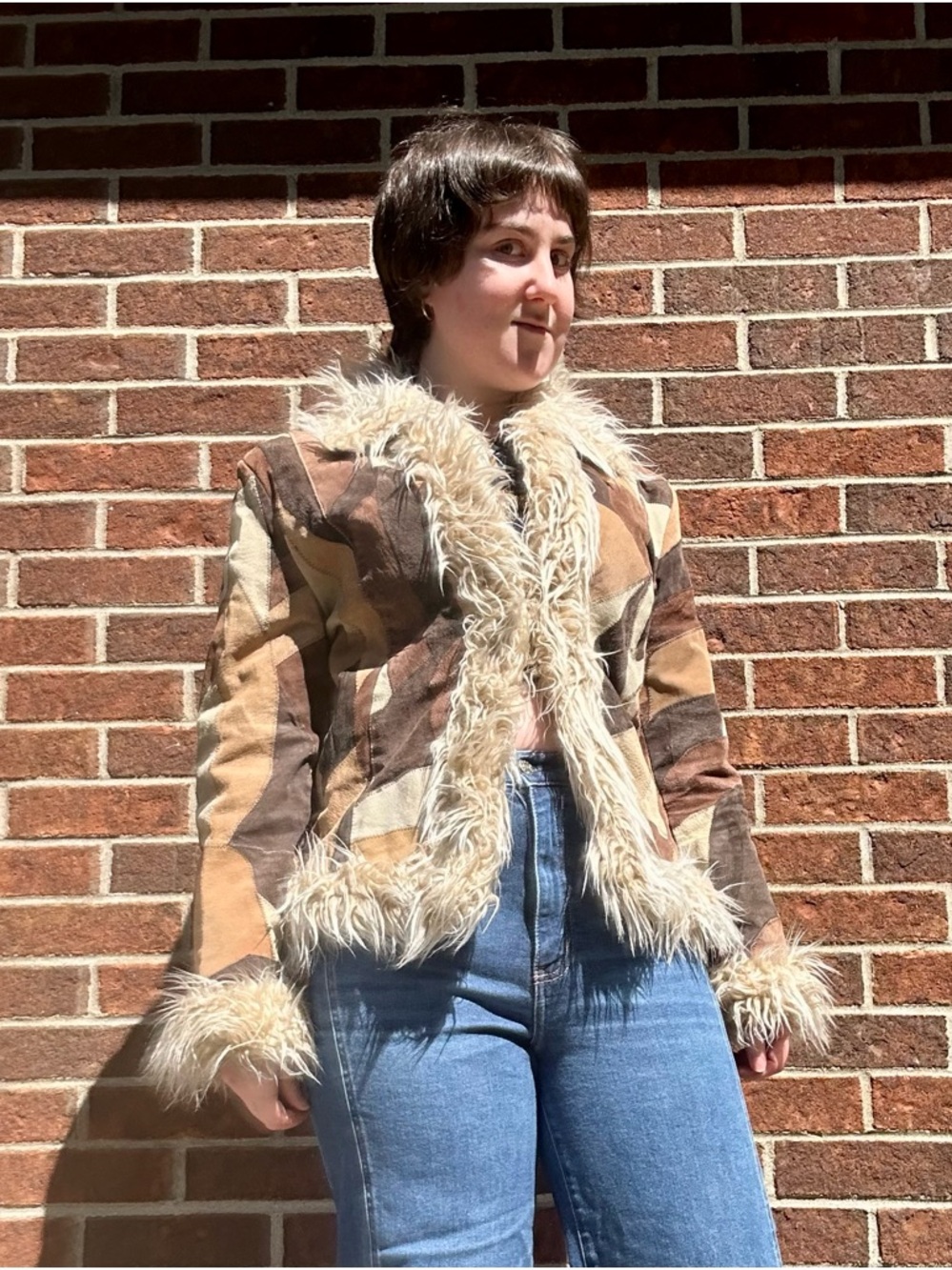 Y2K patchwork suede afghan jacket - Picture 13 of 15